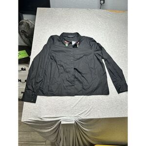 Dangerfield Black Mushroom Embroidered Collar Button Up Shirt Size‎ 18